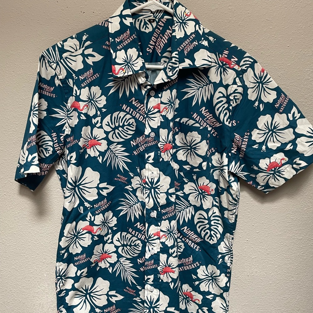 Blue and White Floral Casual Button Down Shirt
